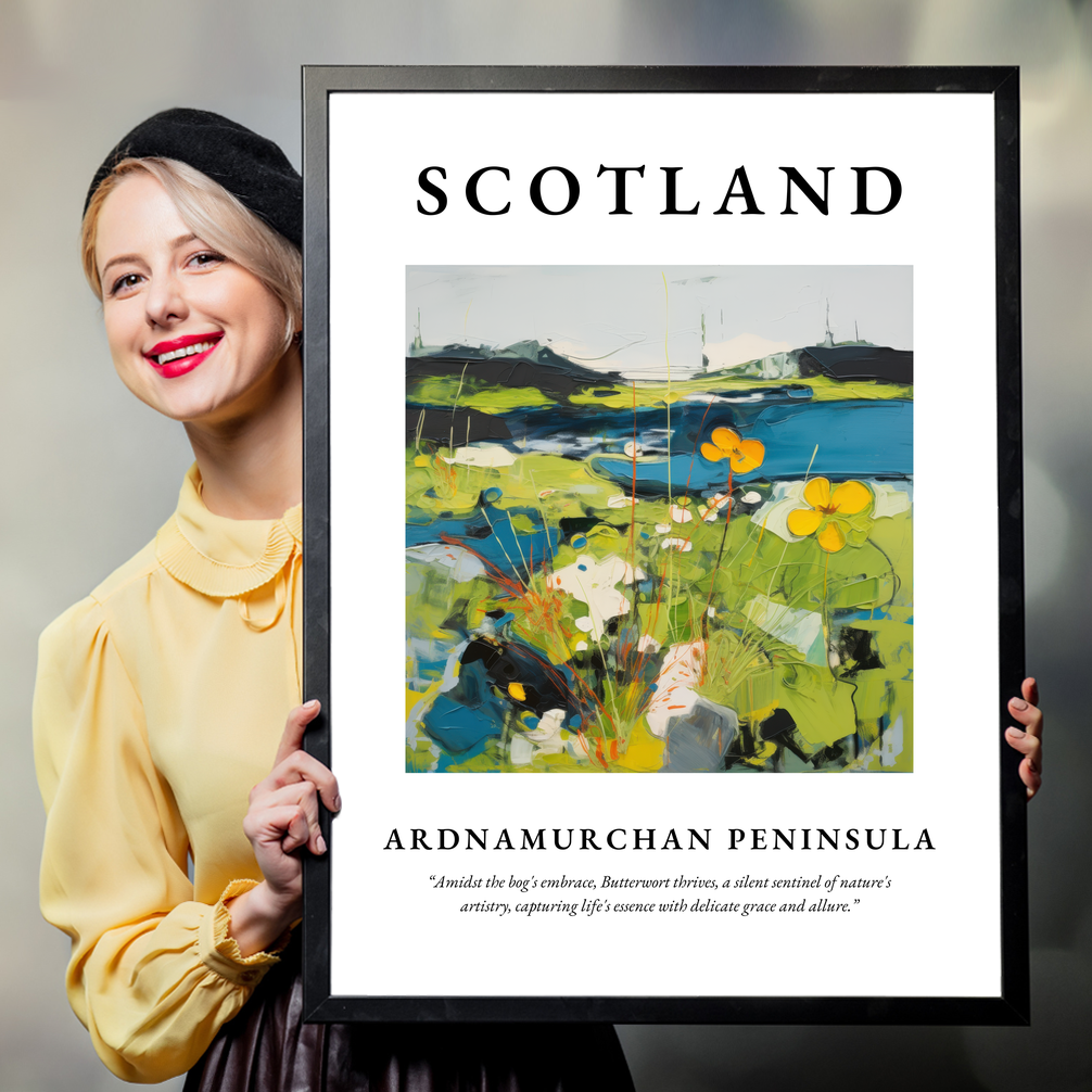 Person holding a poster of Ardnamurchan Peninsula