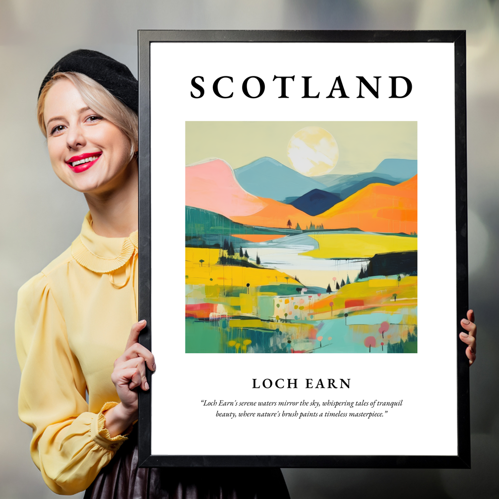 Person holding a poster of Loch Earn