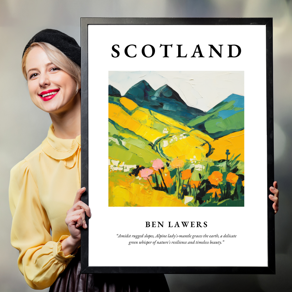 Person holding a poster of Ben Lawers