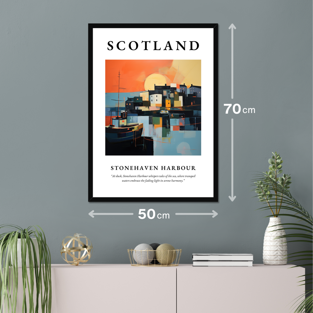 Poster of Stonehaven Harbour hanging on a wall