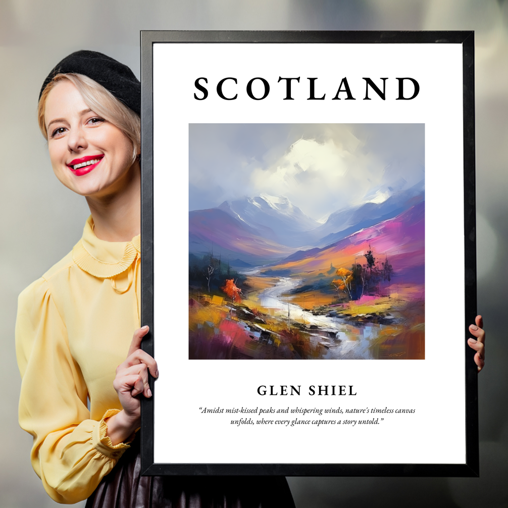 Person holding a poster of Glen Shiel