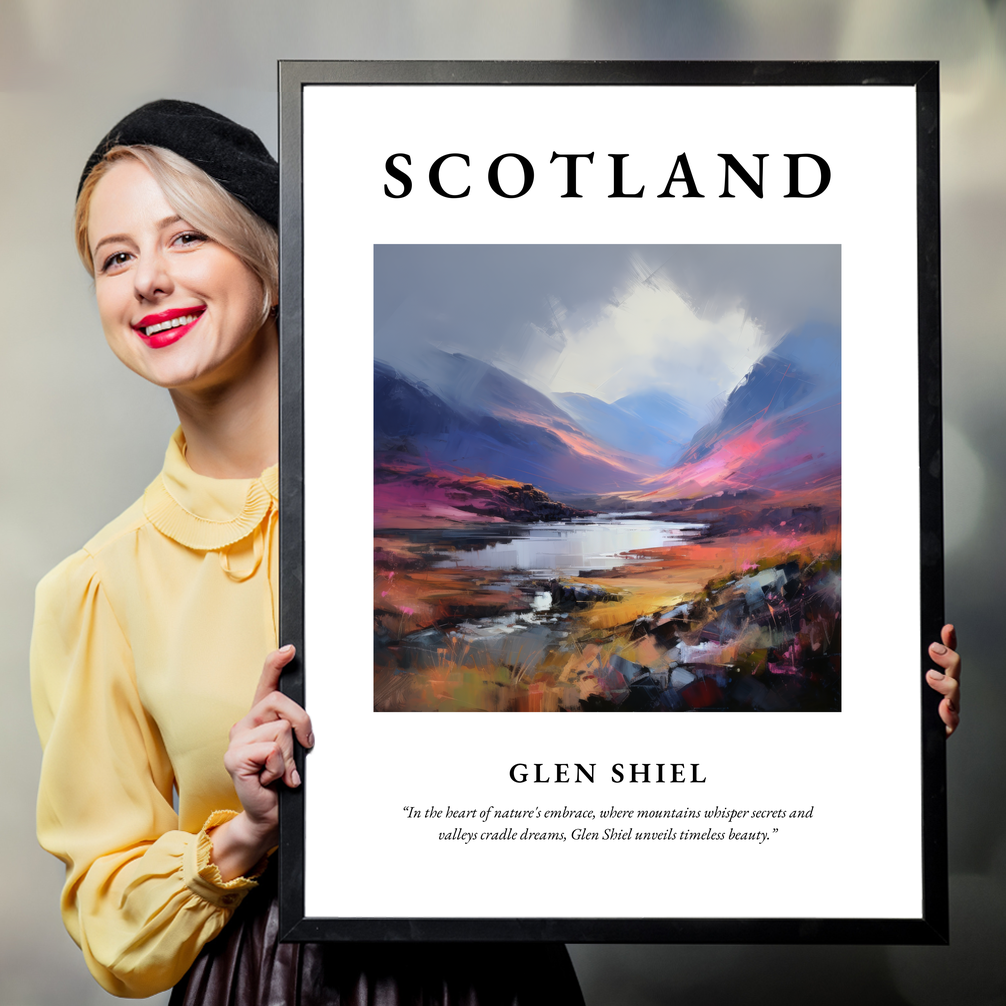 Person holding a poster of Glen Shiel