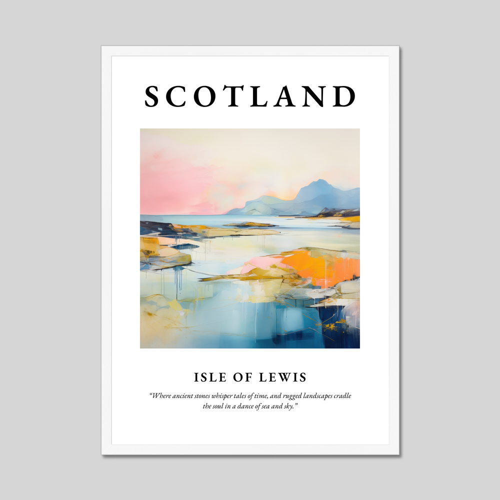 Poster in a white frame with the word Scotland