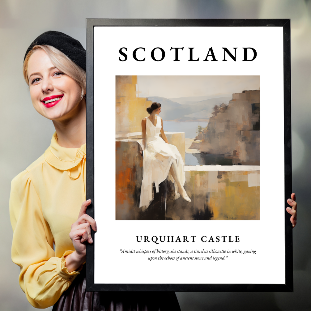 Person holding a poster of Urquhart Castle