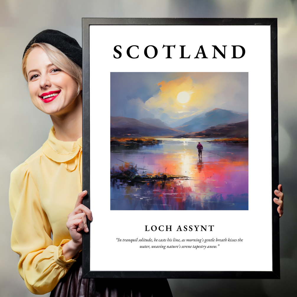 Person holding a poster of Loch Assynt