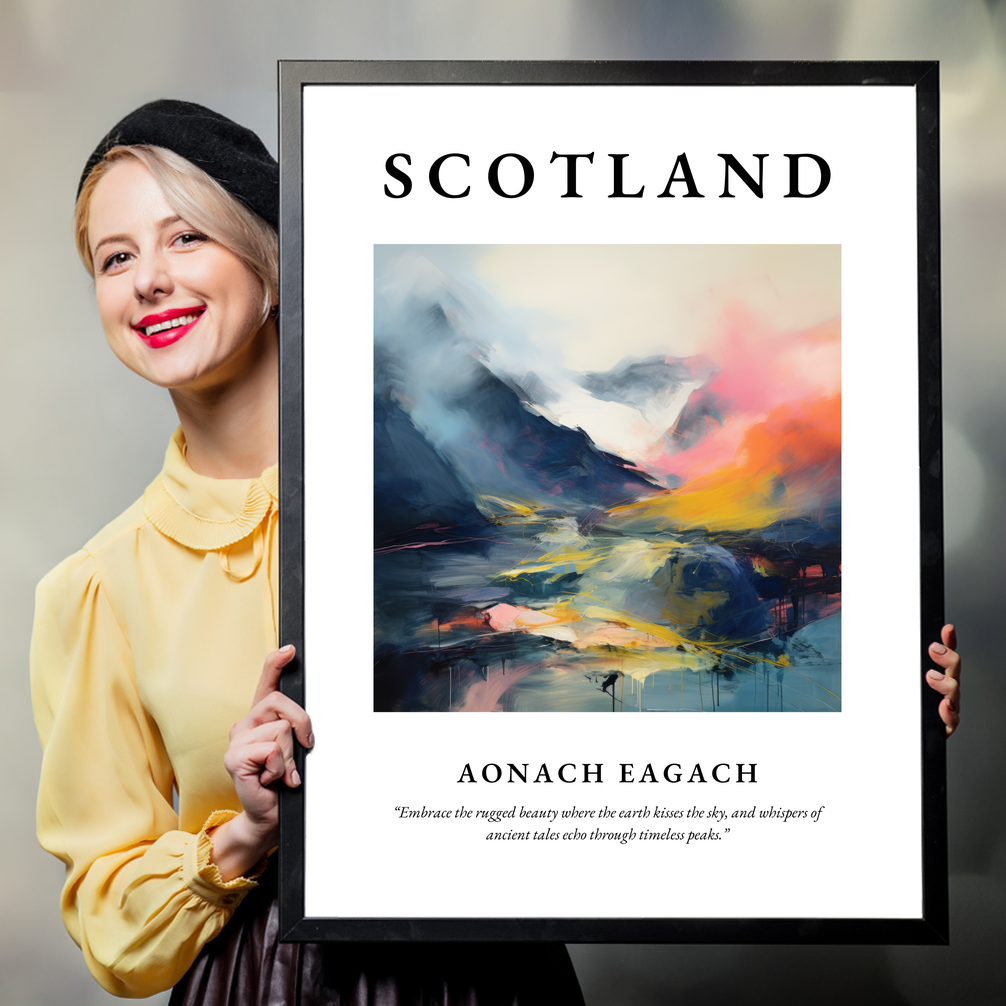 Person holding a poster of Aonach Eagach