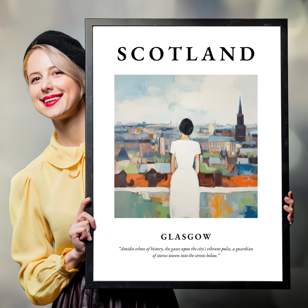 Person holding a poster of Glasgow