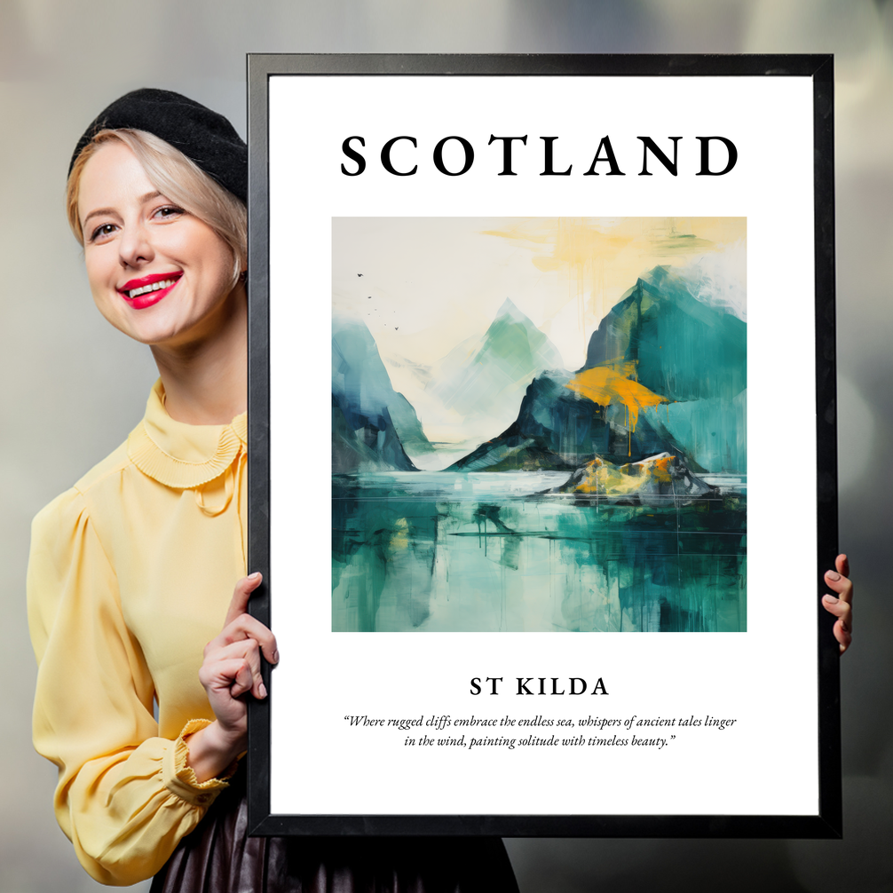 Person holding a poster of St Kilda