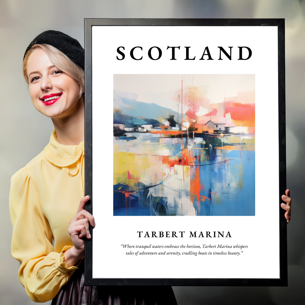 Person holding a poster of Tarbert Marina