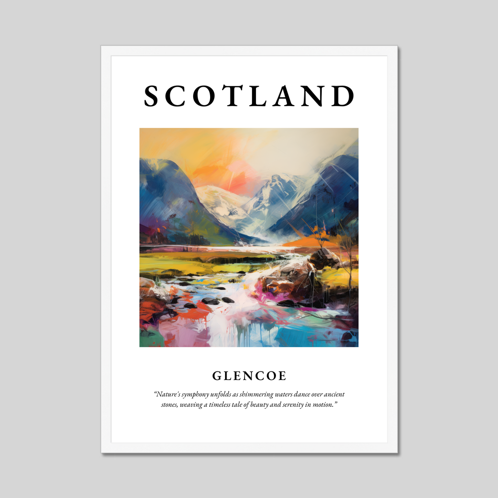 Poster in a white frame with the word Scotland