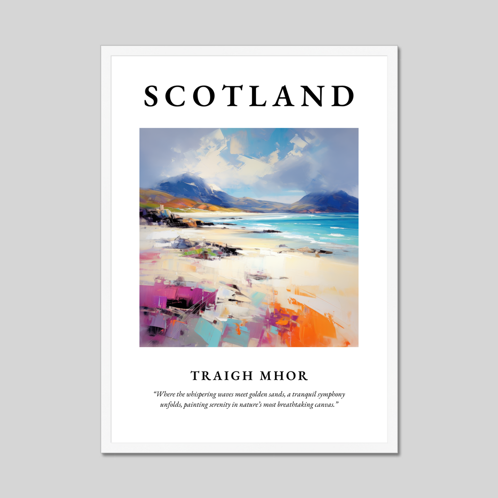 Poster in a white frame with the word Scotland