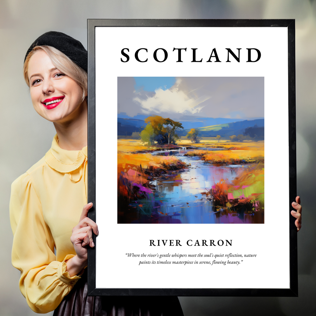 Person holding a poster of River Carron