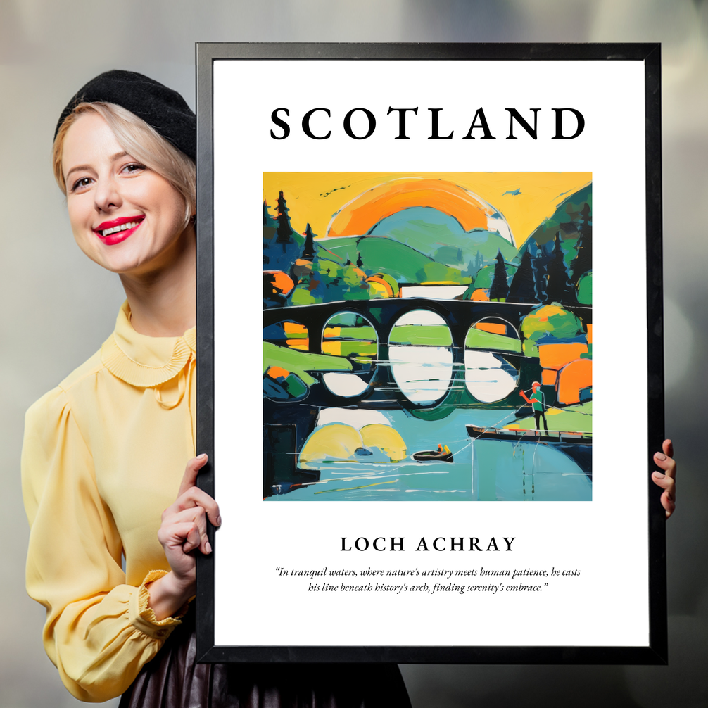 Person holding a poster of Loch Achray