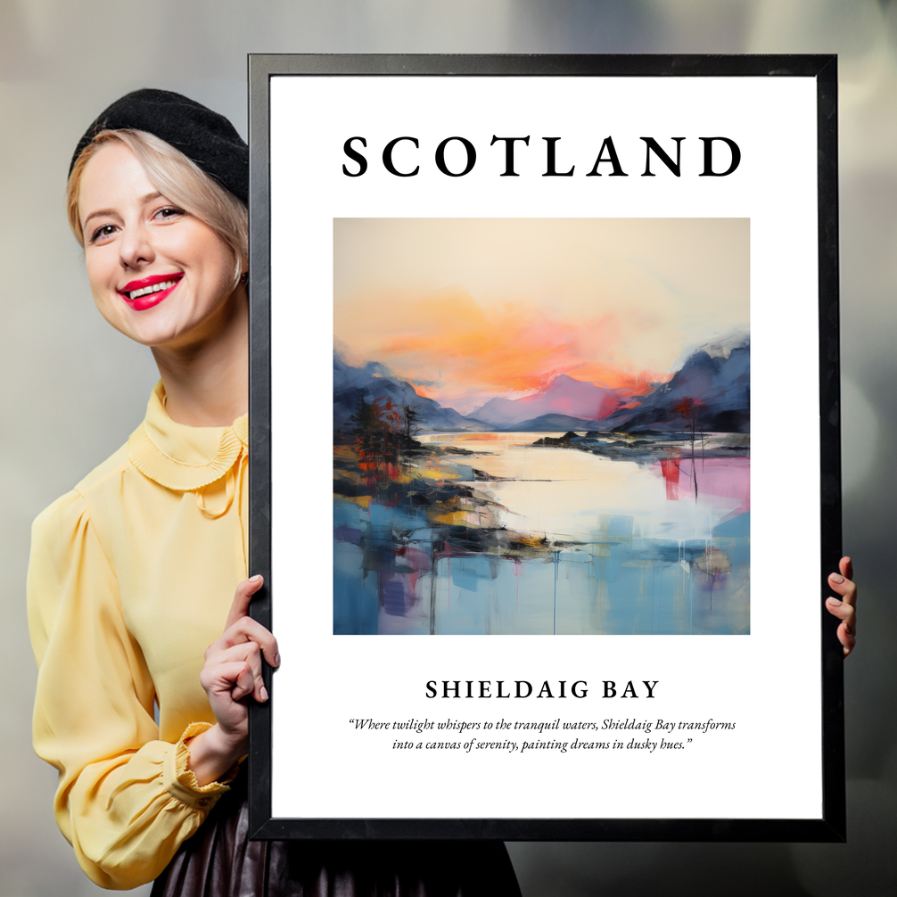 Person holding a poster of Shieldaig Bay