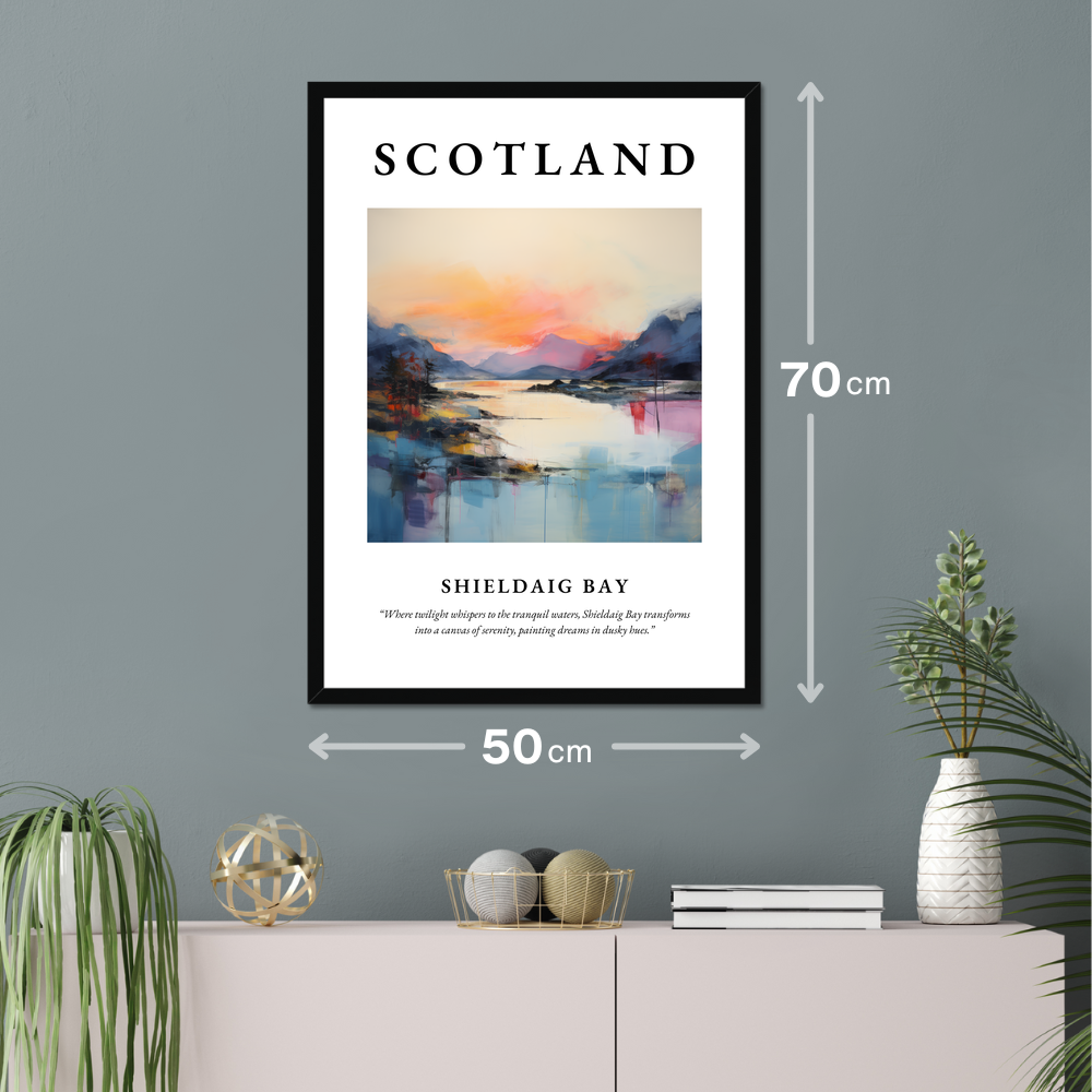 Poster of Shieldaig Bay hanging on a wall