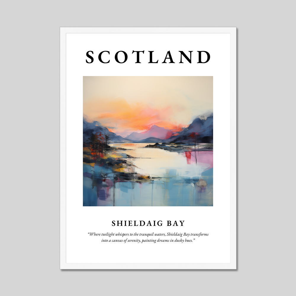 Poster in a white frame with the word Scotland