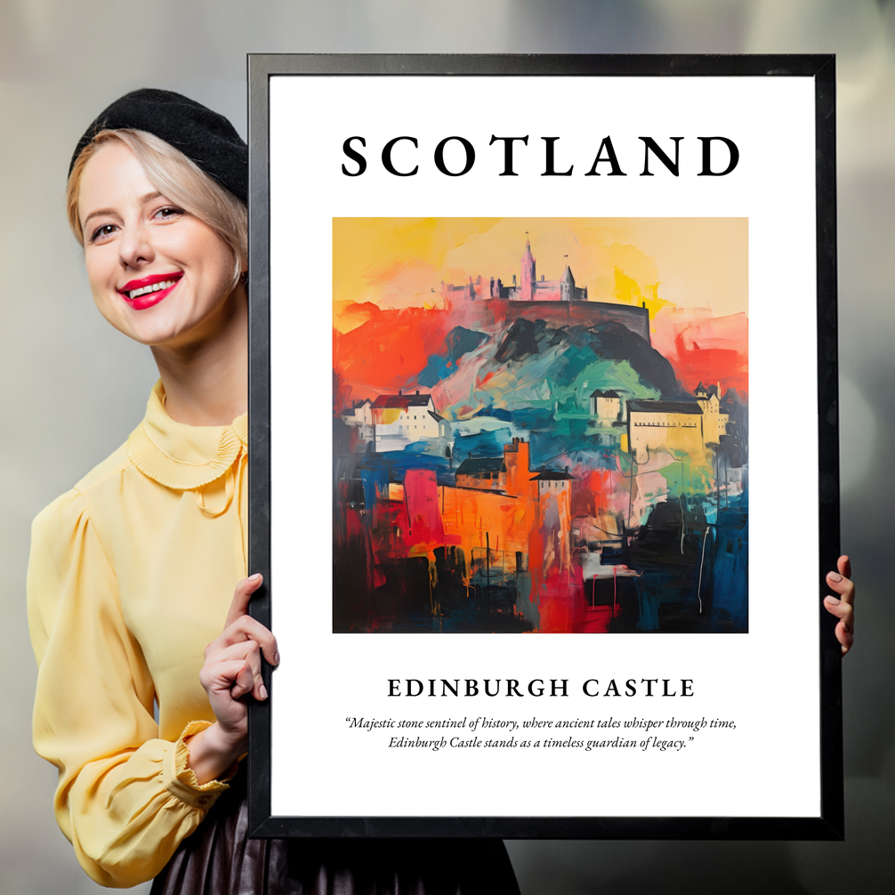 Person holding a poster of Edinburgh Castle