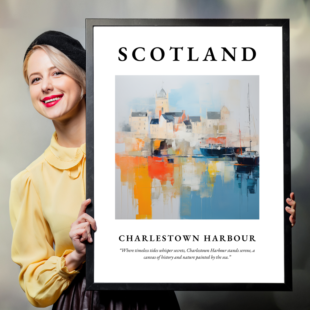 Person holding a poster of Charlestown Harbour