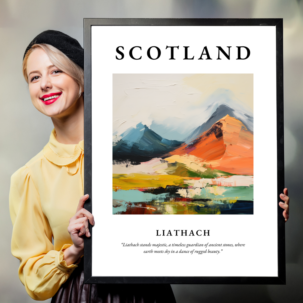 Person holding a poster of Liathach