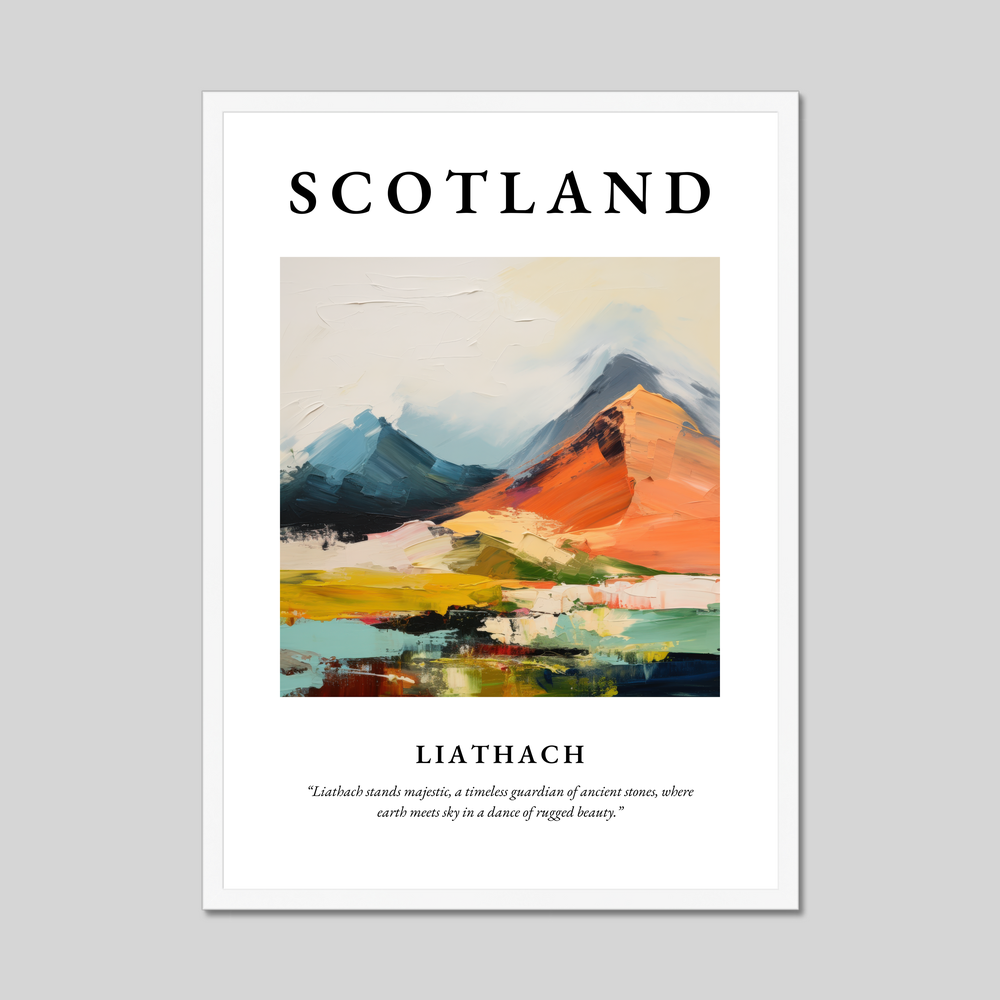 Poster in a white frame with the word Scotland