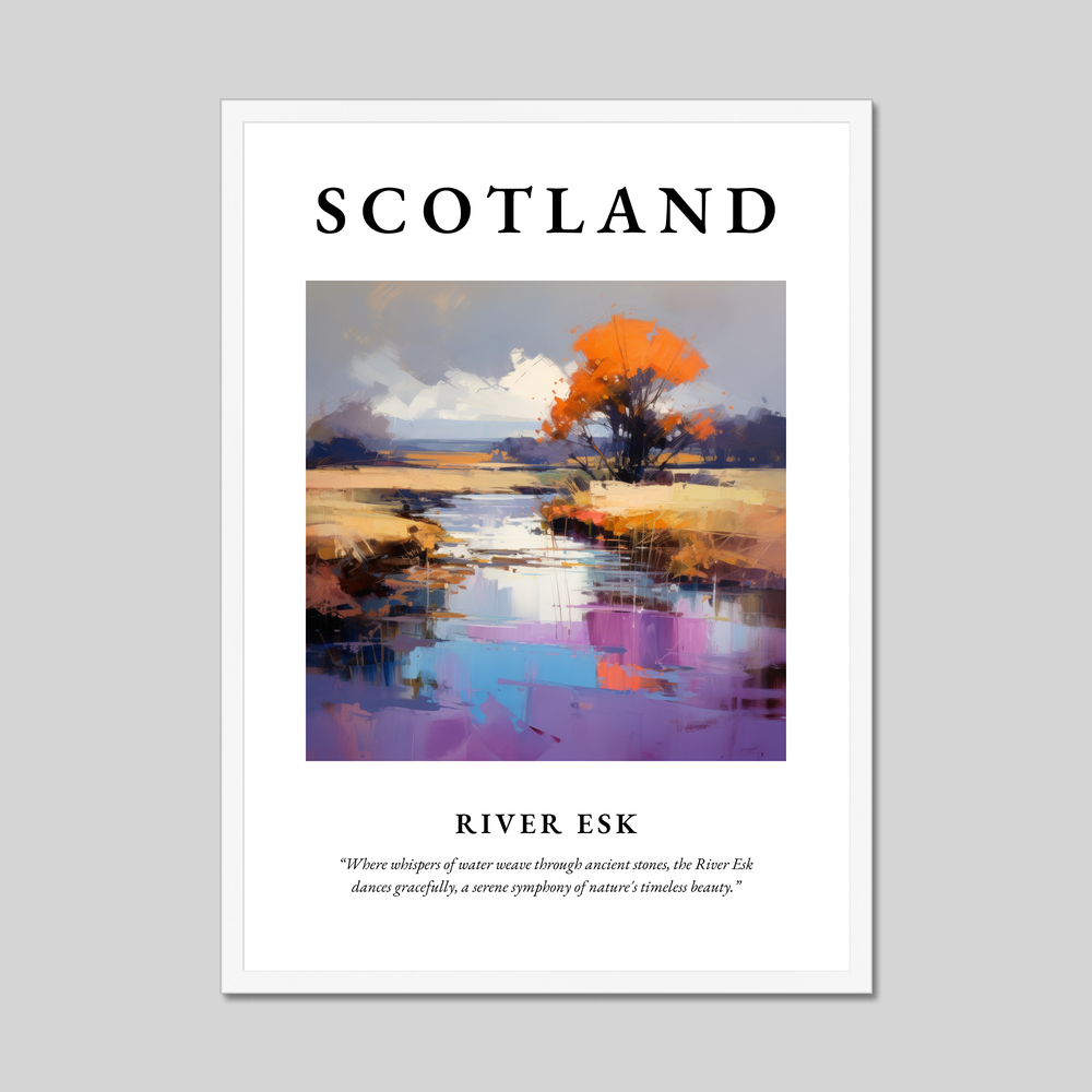 Poster in a white frame with the word Scotland