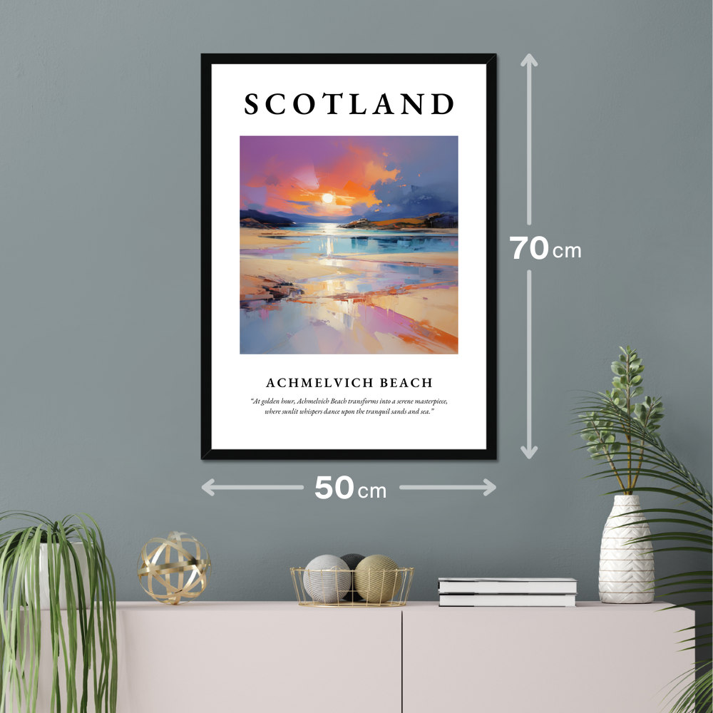 Poster of Achmelvich Beach hanging on a wall