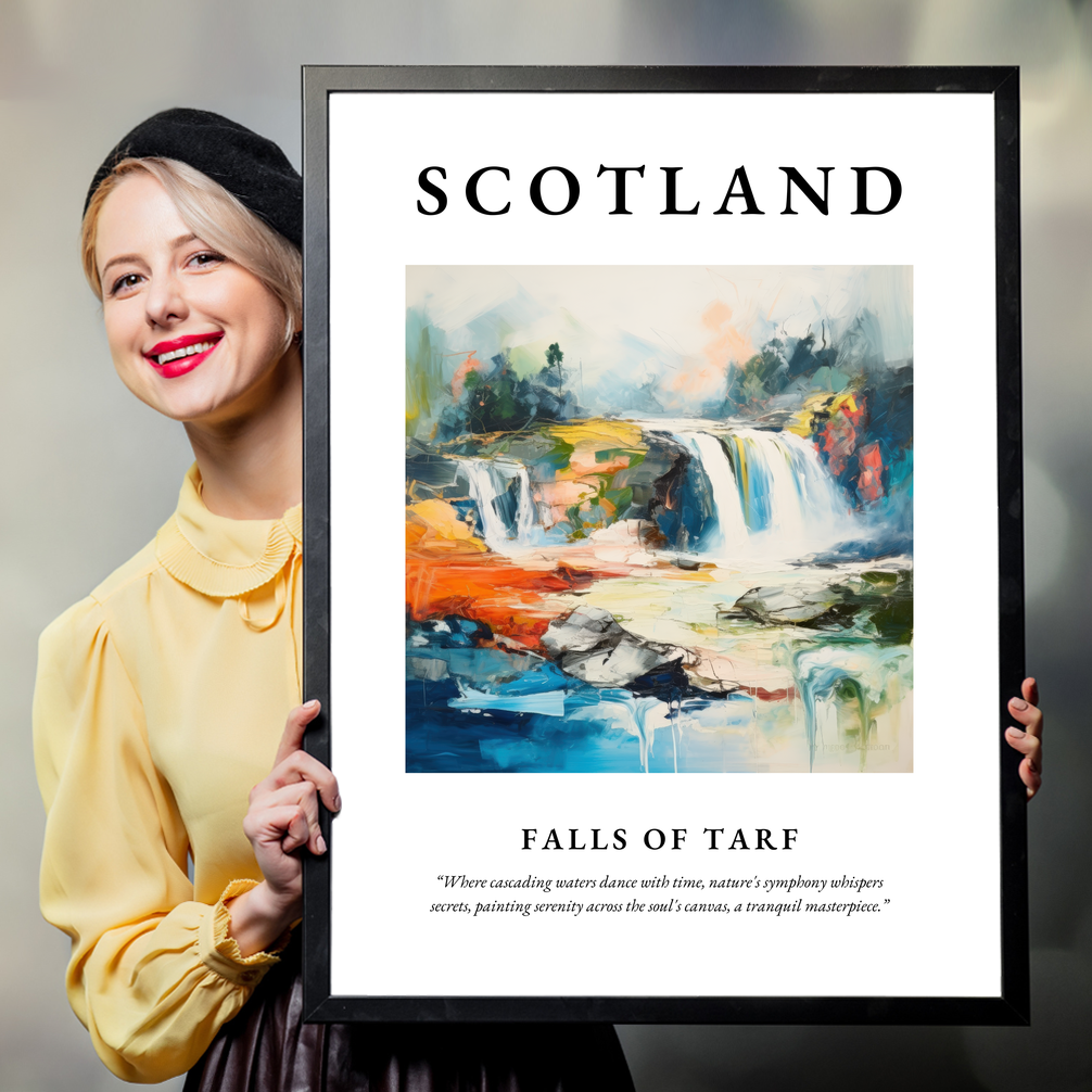 Person holding a poster of Falls of Tarf