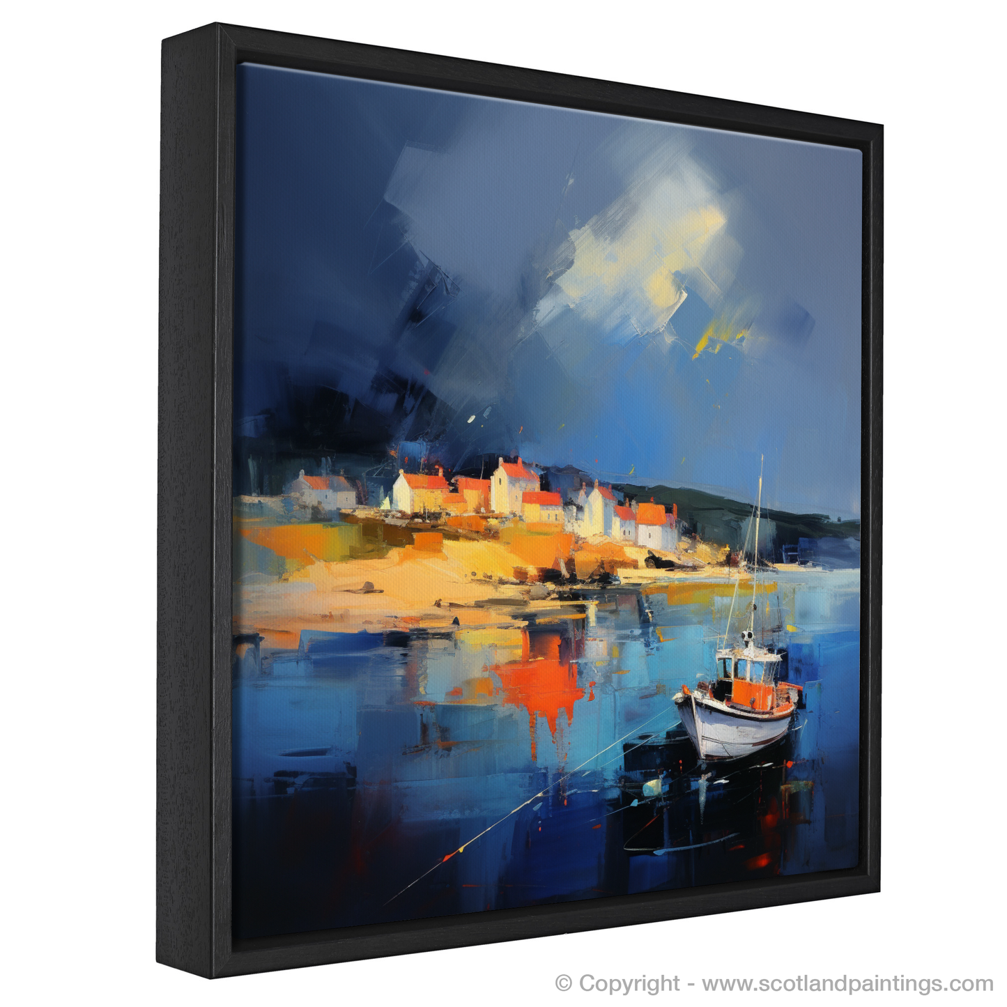 Stormy Skies over St Abba's Harbour: An Expressionist Ode to Scottish Coastal Life