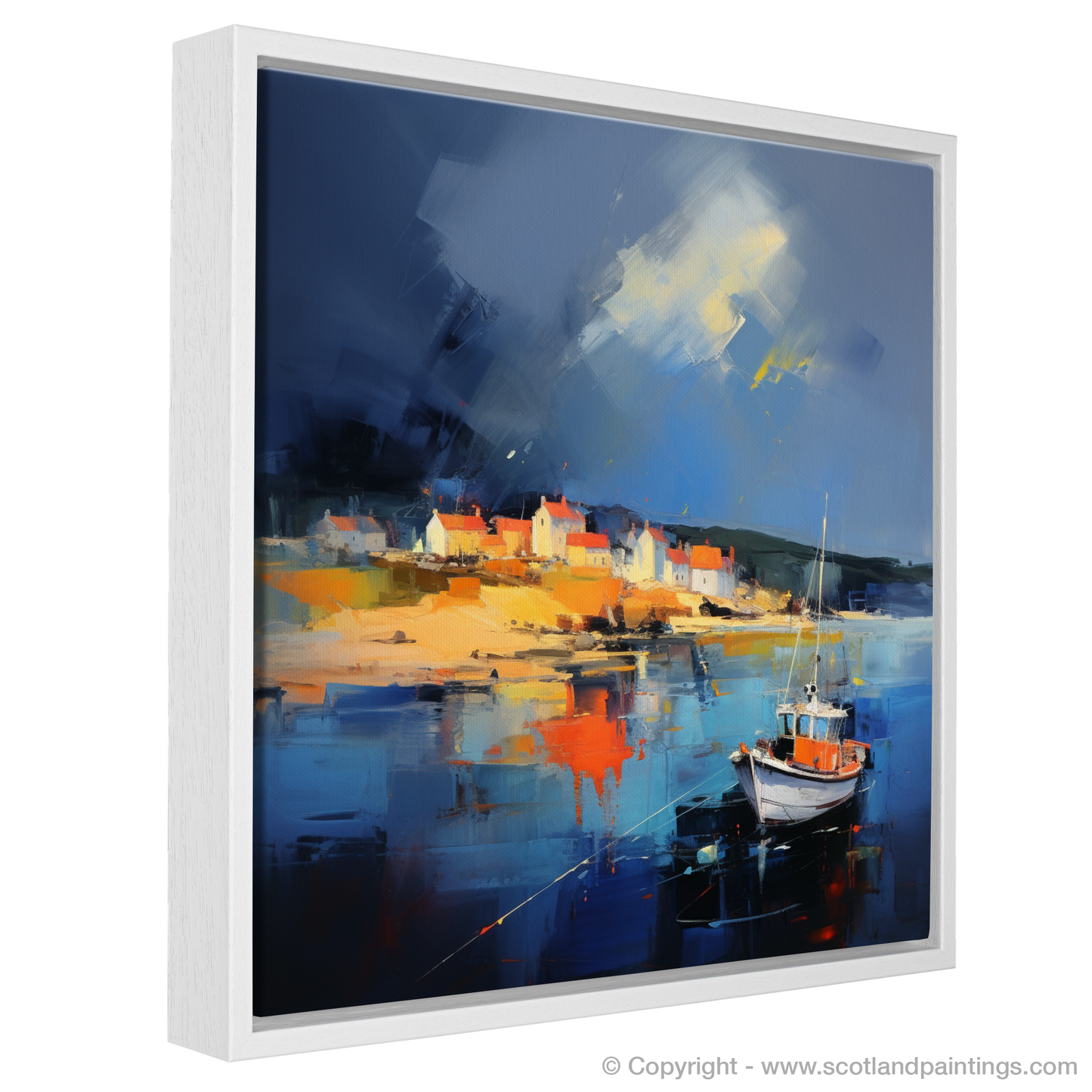 Stormy Skies over St Abba's Harbour: An Expressionist Ode to Scottish Coastal Life