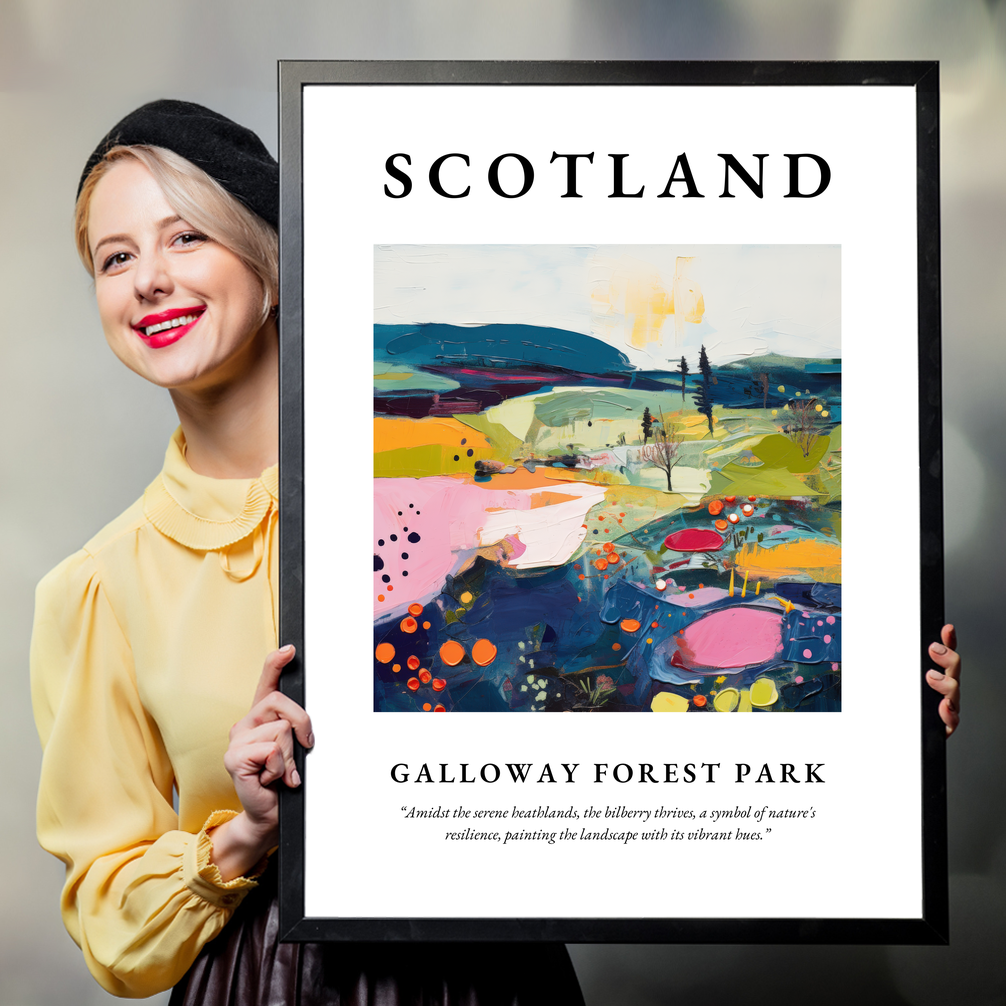 Person holding a poster of Galloway Forest Park