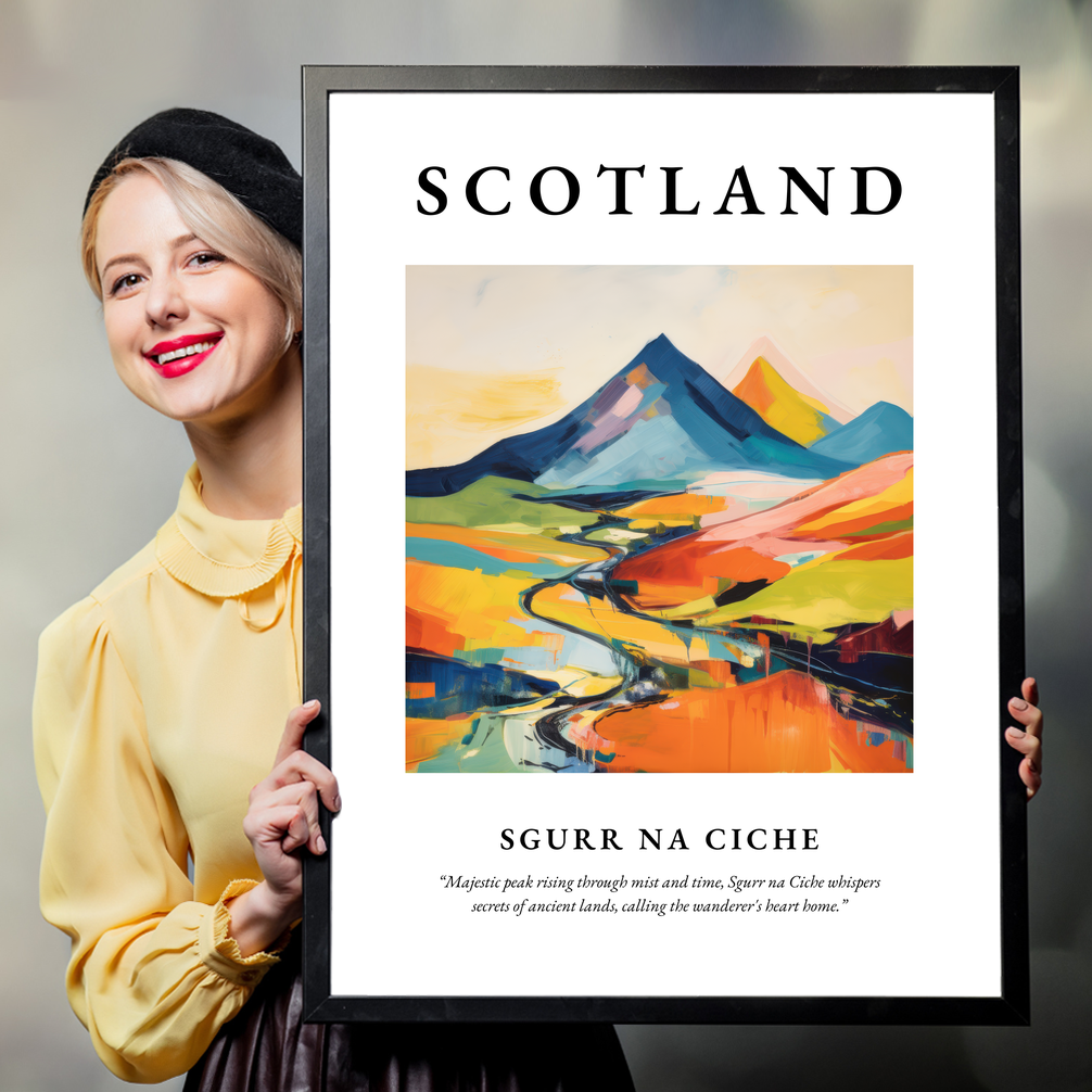 Person holding a poster of Sgurr na Ciche