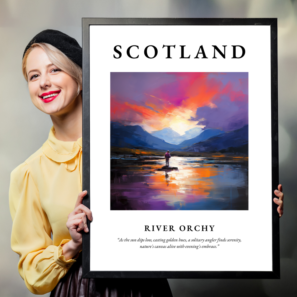 Person holding a poster of River Orchy