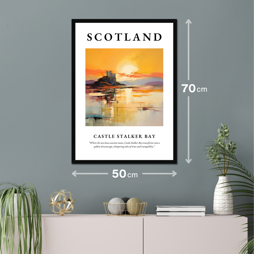 Poster of Castle Stalker Bay hanging on a wall