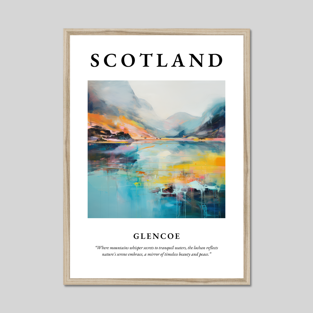 Poster in a natural frame with the word Scotland