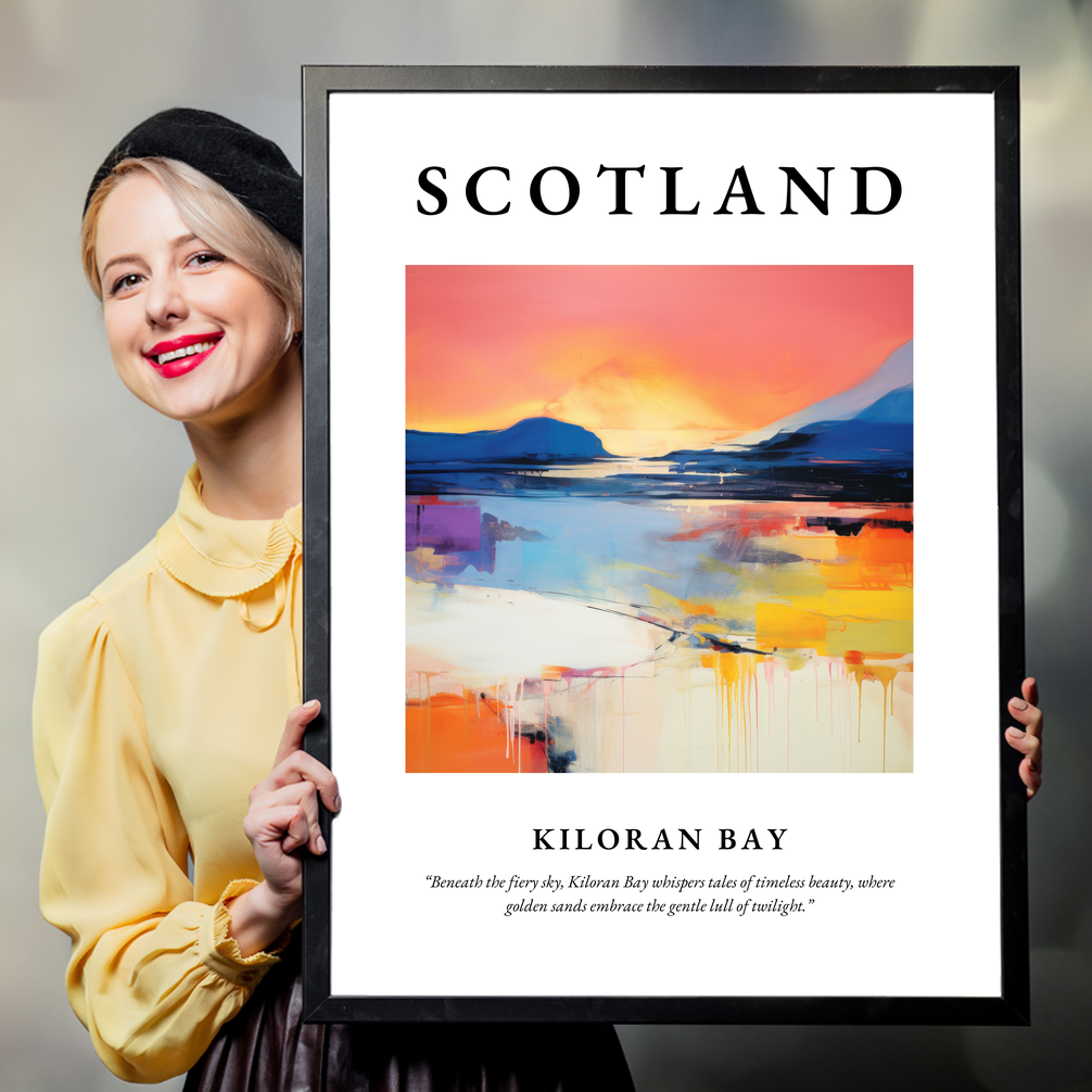 Person holding a poster of Kiloran Bay