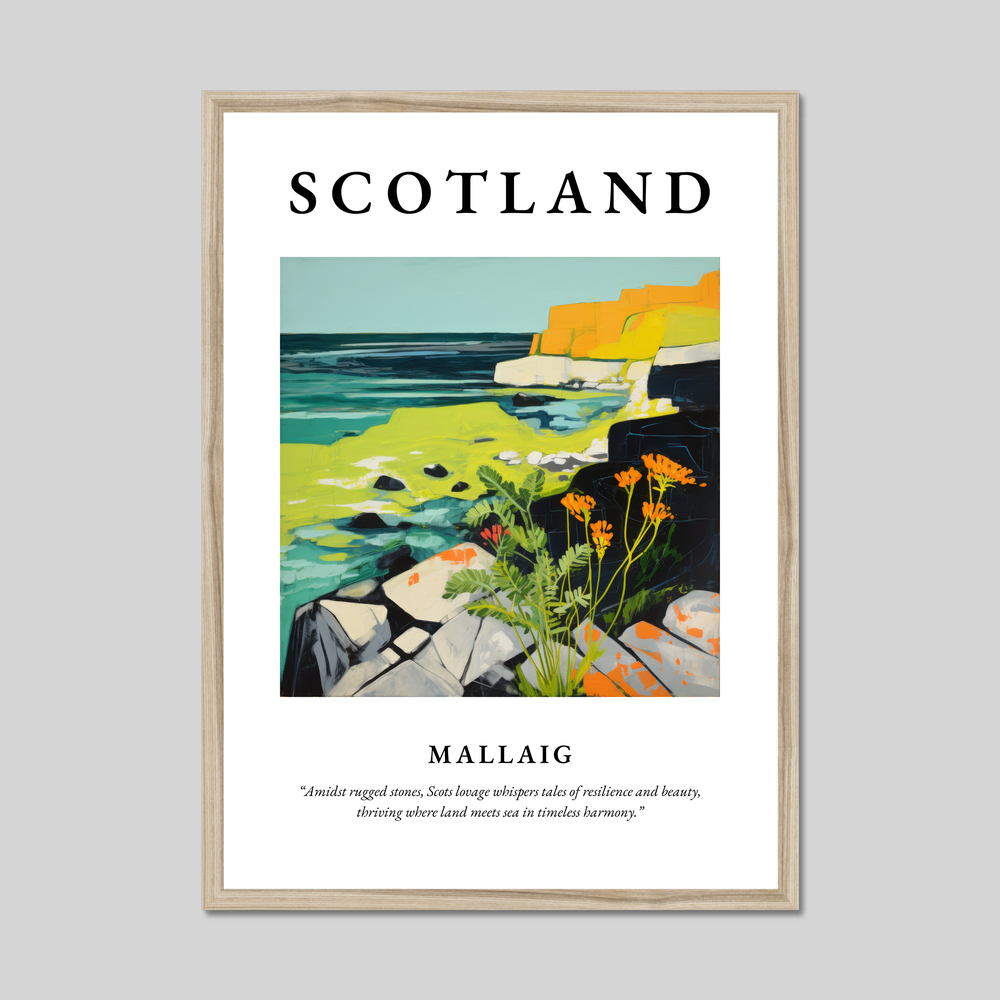 Poster in a natural frame with the word Scotland