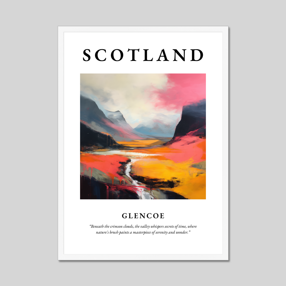 Poster in a white frame with the word Scotland