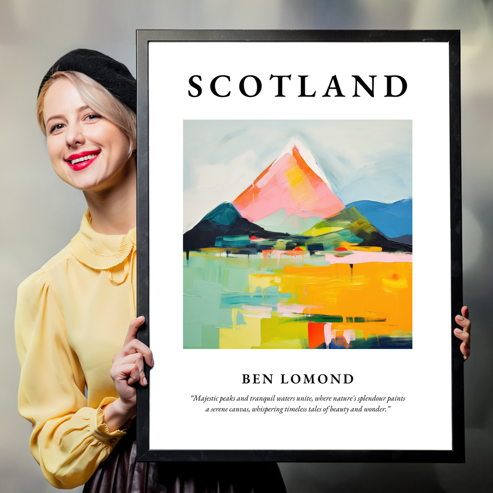 Person holding a poster of Ben Lomond