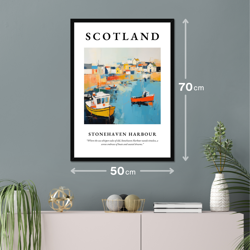 Poster of Stonehaven Harbour hanging on a wall