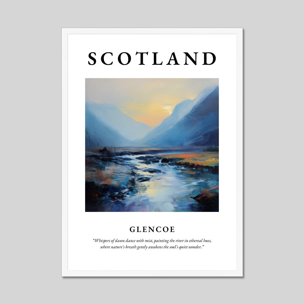 Poster in a white frame with the word Scotland