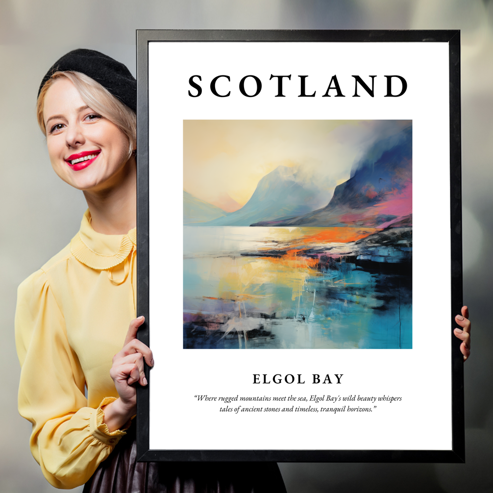 Person holding a poster of Elgol Bay