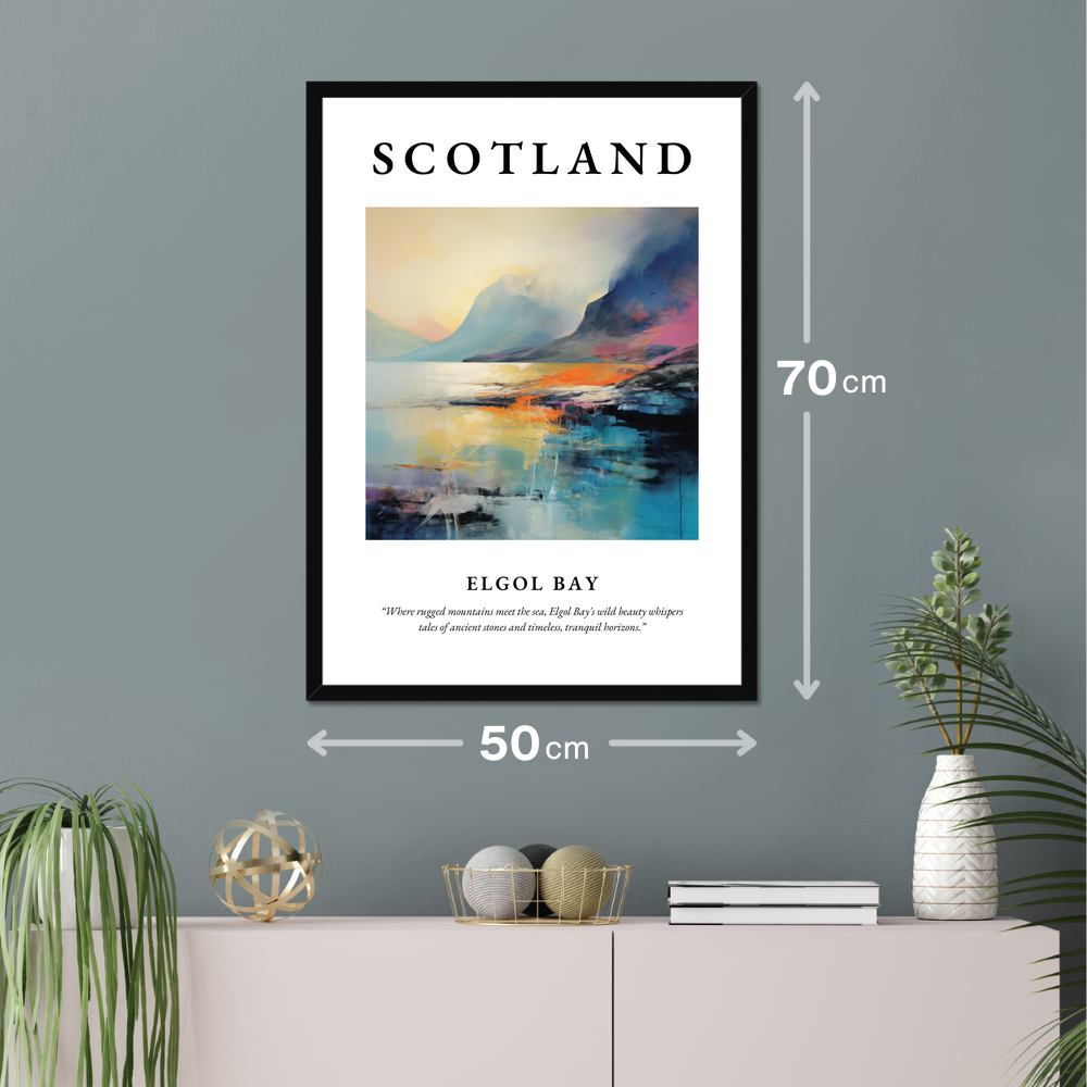 Poster of Elgol Bay hanging on a wall