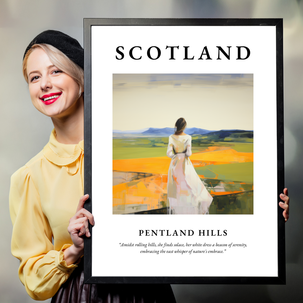 Person holding a poster of Pentland Hills