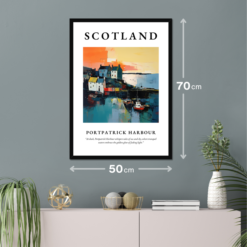 Poster of Portpatrick Harbour hanging on a wall