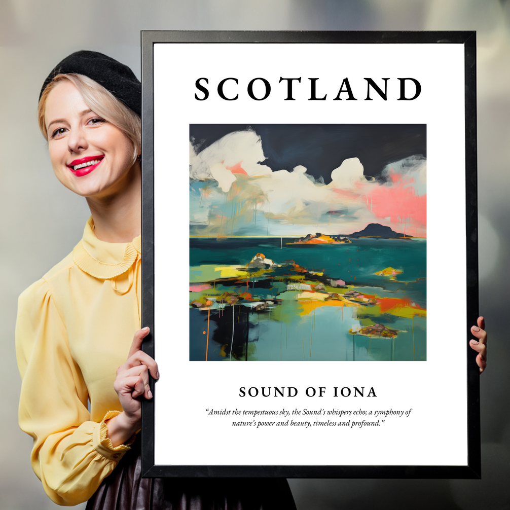 Person holding a poster of Sound of Iona