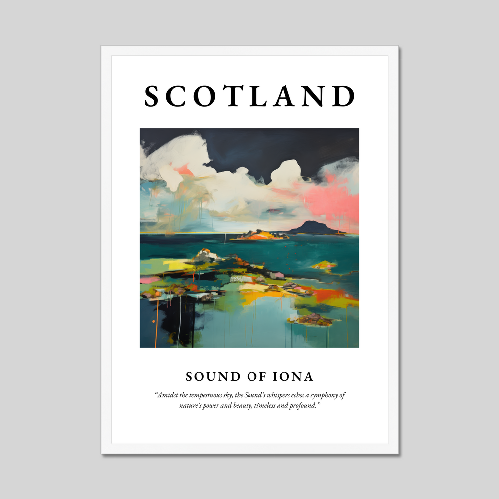 Poster in a white frame with the word Scotland