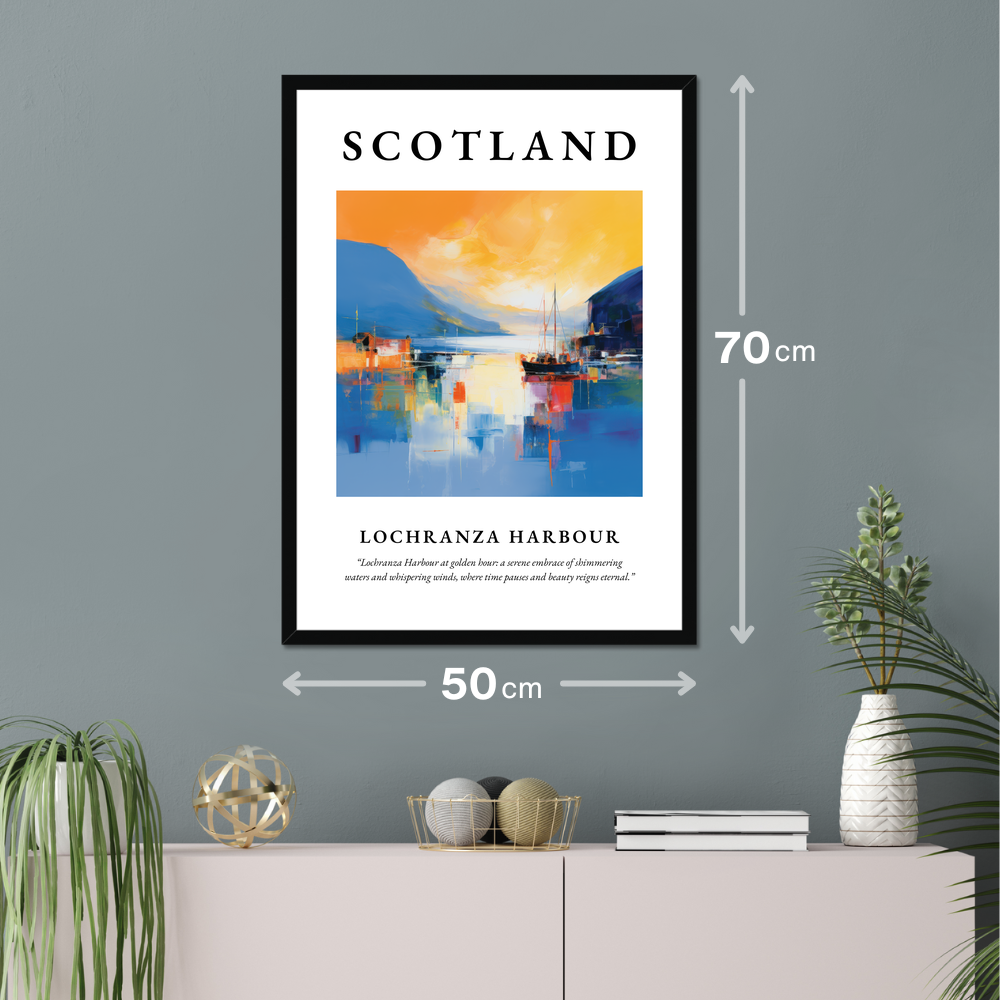 Poster of Lochranza Harbour hanging on a wall