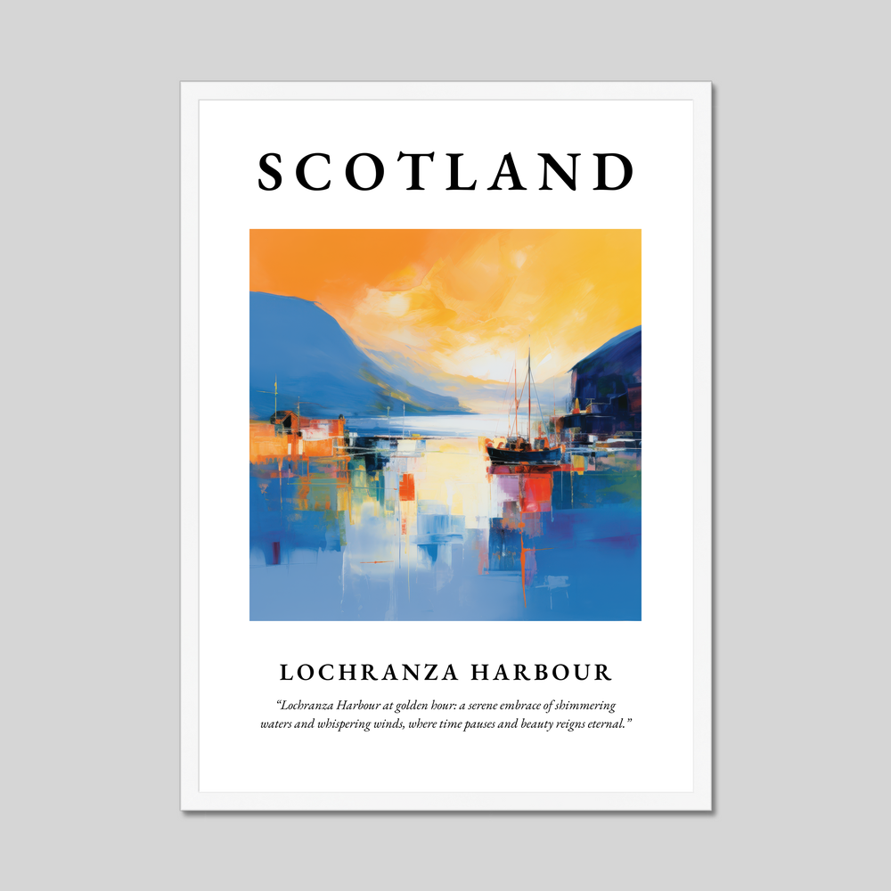 Poster in a white frame with the word Scotland