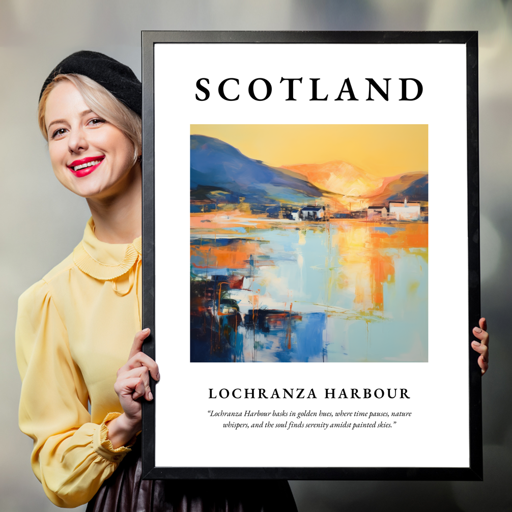 Person holding a poster of Lochranza Harbour