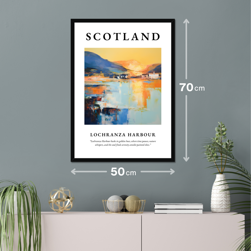 Poster of Lochranza Harbour hanging on a wall